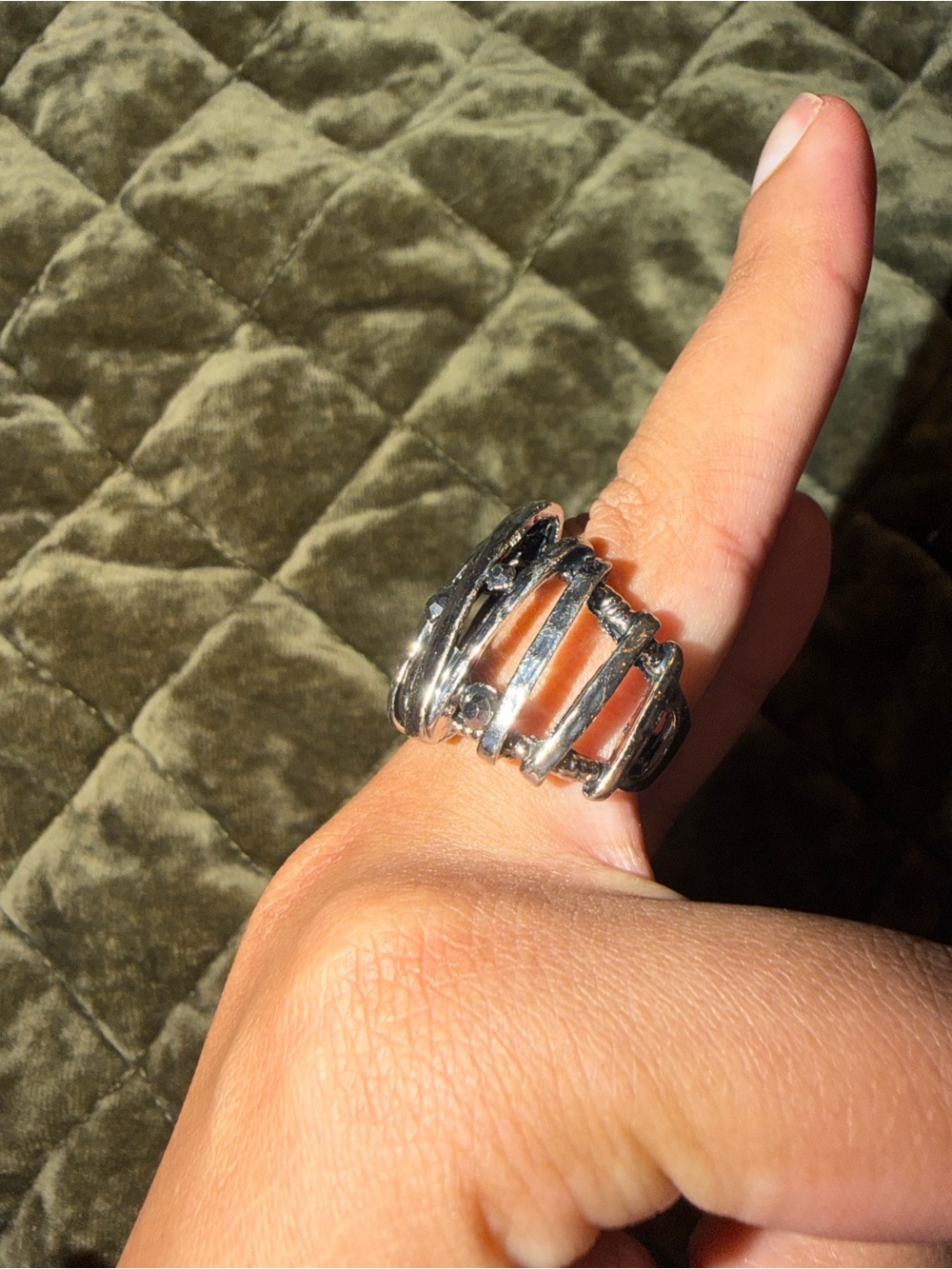 Men's Silver Multi-Bar Statement Ring